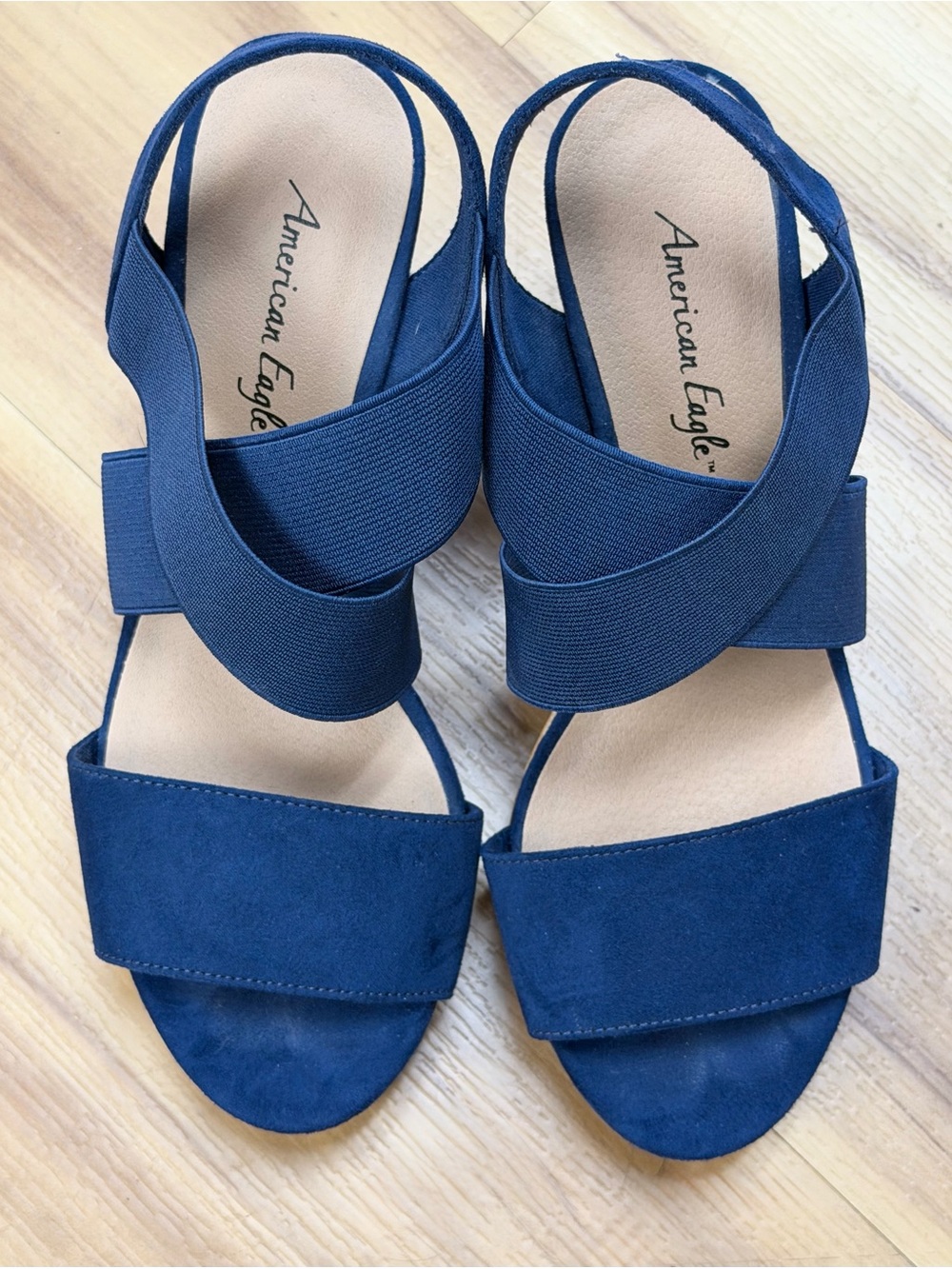 American Eagle Outfitters Navy Blue Women's Wedge Sandals - Size 6